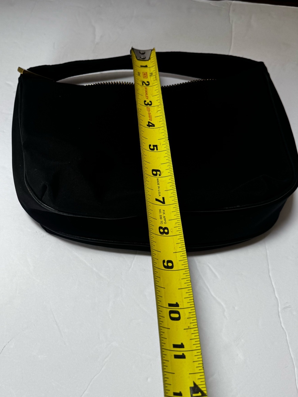 Ralph Lauren Y2K Nylon Mini Hobo Shoulder Bag Black Gold Hardware Zip Minimalist - Picture 14 of 16